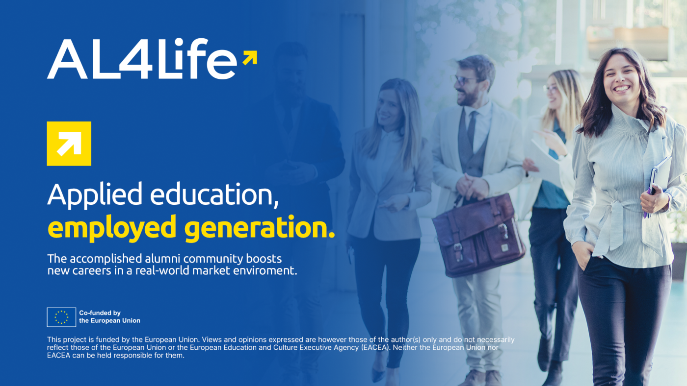 Promocijski letak za Erasmus+projekt AL4LIFE, na katerem so mladi, ki iščejo zaposlitev.